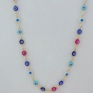 Evil Eye Choker Necklace For Women 15.7”+2” Long 14K Gold Plated Evil Ey…